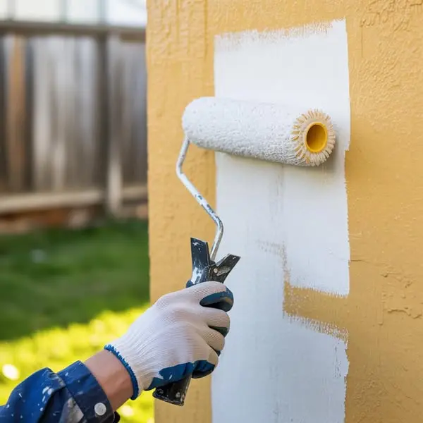 Aplicación de Manti Ceramic Media Densidad sobre pared exterior para aislar y pintar con poco espesor