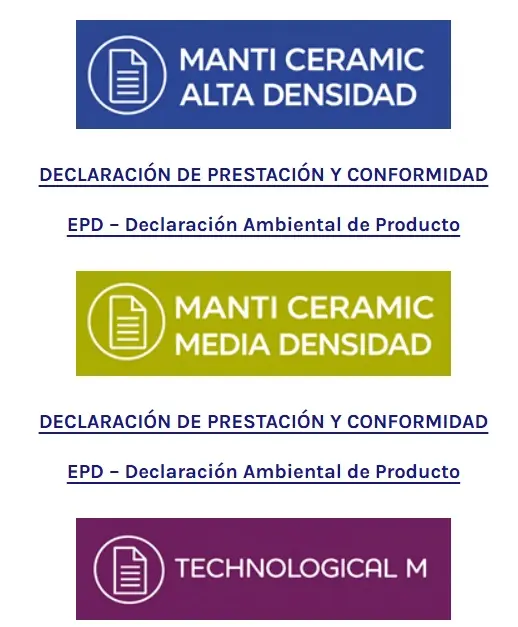 DoP y EPD de los aislantes nanotecnológicos Manti Ceramic Alta Densidad, Media Densidad y Technological M