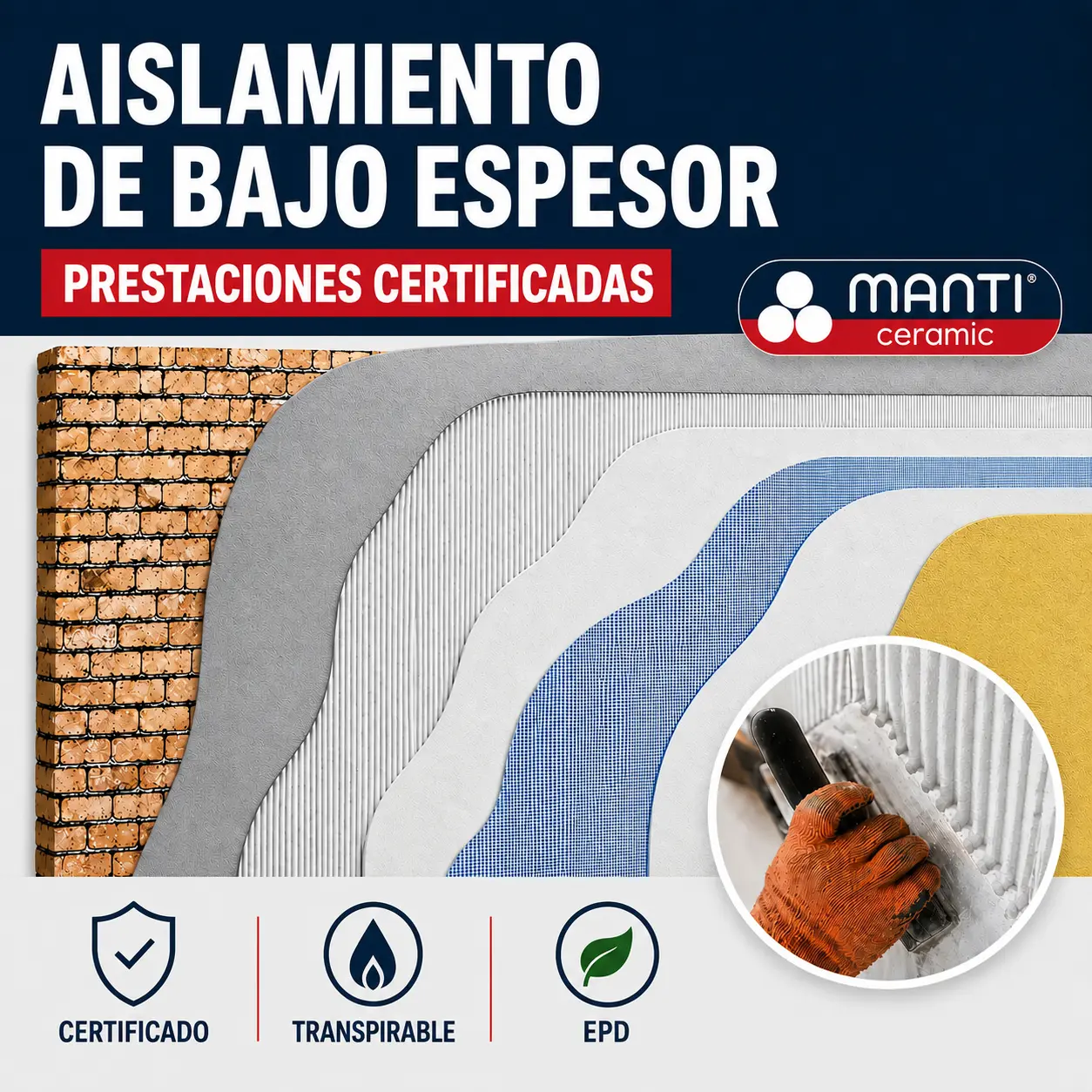 Manti Ceramic EPD para aislamiento térmico de bajo espesor con prestaciones certificadas y producto transpirable.