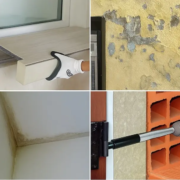 Examples of building conditions affecting insulation selection, including thermal bridges, wall deterioration, mould growth and masonry fixing systems.